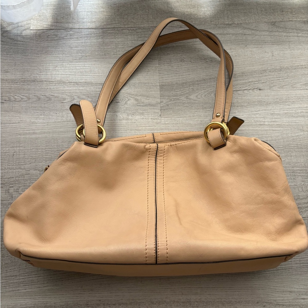 Cole Haan Tan Tote Bag | Smooth Leather Large Hobo Tote Bag